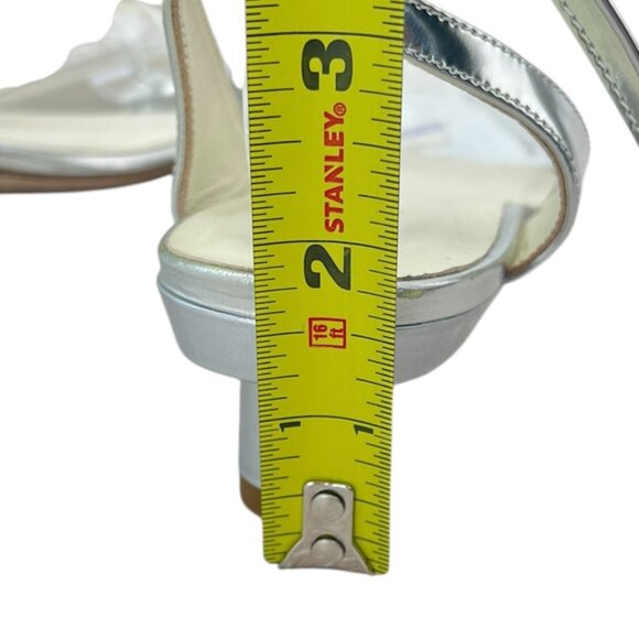 Tibi Scott Specchio Silver Leather Lace Up Kitten Heel Sandal - Picture 8 of 13